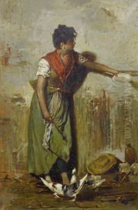 Feeding The Pigeons by Giacomo Favretto