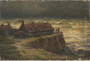 Maroniez . "sur La Falaise". Huile Sur Toil by Georges Fay