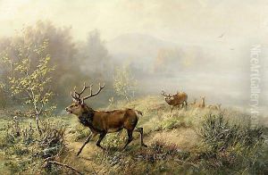 Cervi Sulla Collina by Ludwig Benno Fay