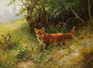 2 Gemalde: Fuchs. Rehbock by Ludwig Benno Fay