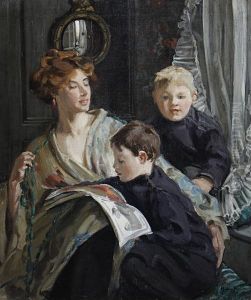 A Portrait Of A Mother And Her Two Sons by Hilda Fearon