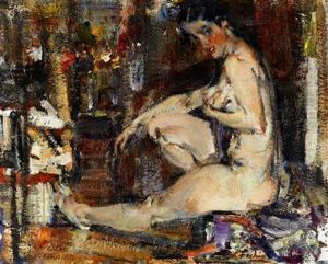 Seated Female Nude by Nicolai Ivanovich Fechin
