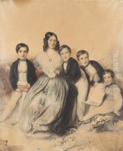 Une Mere Entouree De Ses Quatre Fils by Eduard Clemens Fechner