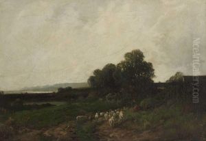 Dorflandschaft Mit Schafherde by Otto Fedder