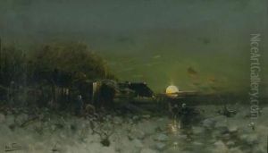 Winterlandschaft Im Mondschein. by Otto Fedder