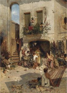 A Busy Italian Marketplace (piazza Tre Carreli) by Hans Peter Ii Feddersen