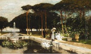 Strolling In The Gardens by Hans Peter Ii Feddersen