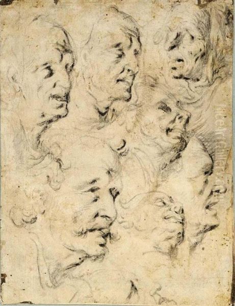 Sheet Of Studies Of Heads - view 1