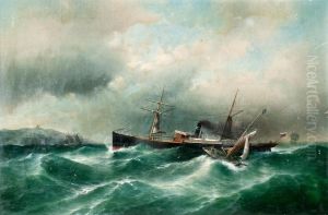 S/s Capella On A Stormy Sea by Carl Fedeler