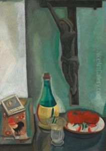 Composition Au Crucifix Et A La Bouteille by Adolphe Feder
