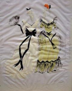 Elegant Ladies With A Fan, As Seen From The Front And Back by Sophie Fedorovitch