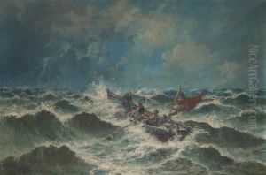 Barque De Peche En Pleine Tempete