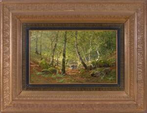Bauerin Mit Fuhrwerk In Fruhlingshafter Waldlandschaft - view 1