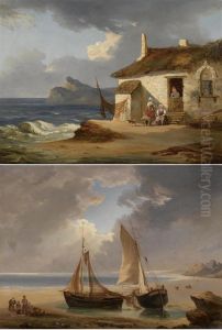Gegenstucke: Haus Am Strand. Boote Am Strand. by Friedrich Bartholomaeus Fehr, Karl