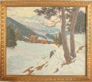 Winterliche Alpenlandschaft Mit Feldweg by Carl Friedrich Felber