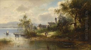 Blick Auf Kloster Bernried Am Starnberger See by Ferdinand Feldhutter