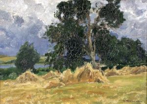 Kornhocken In Sommerlandschaft Kornhocken In Sommerlandschaft