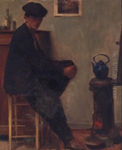 Portrait Of A Seated Man In A Studio, Thought To Be Theartist by Leon Pierre Felix