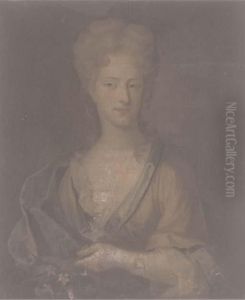 Portrait Of A Lady, Traditionally Identified As Abigail Hill, In Ared Dress And Green Wrap Portrait Of A Lady, Traditionally Identified As Abigail Hill, In Ared Dress And Green Wrap