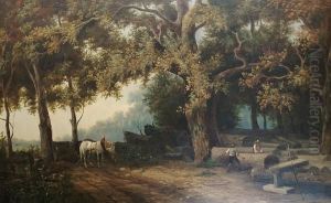 Woodcutters In A Forest by Gaston Fels