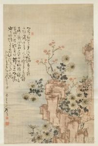 Depicting Some Flowers And Rocks by Gao Fenghan