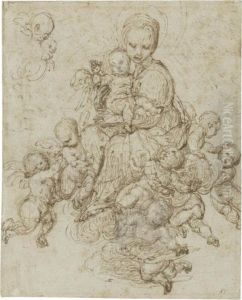 The Madonna And Child Borne Aloft By Putti by Ferrau Fenzoni