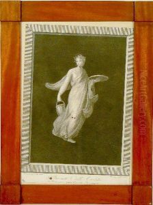 V. ,"baccante Dell'ercolano", Bulino, Fine Xviii Secolo, Mm. 320x230,in Cornice by Vincenzo Feoli