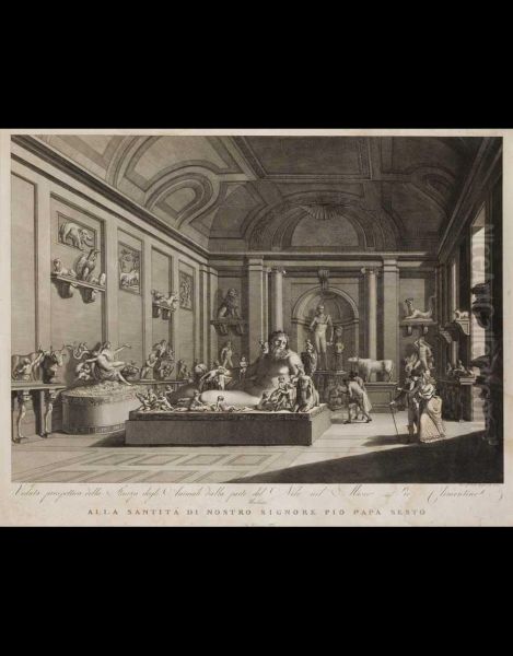 Veduta Prospettica Della Stanza Degli Animali Dalla Parte Del Nilo Nel Museo Pio Clementino - view 1