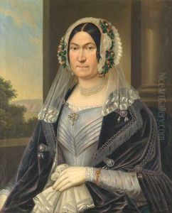 Portrait Einer Dame Mitspitzenhaube Undprunkvollemkleid