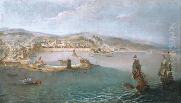 Messina, A Panoramic View Of The Harbour And The City Taken From The Sea - view 1