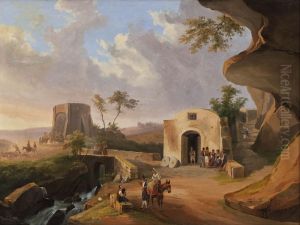 Paesaggio Con Figure by Francesco Fergola