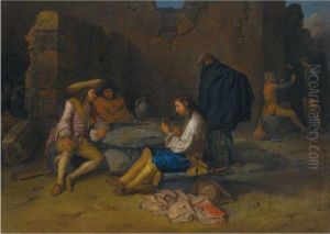 Soldiers Playing Cards Beside Ruins by Henry Ferguson