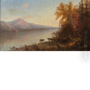 Hudson River Landscape At Glens Falls by Henry Augustus Ferguson