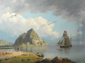Dumbarton Rock With A Vessel And Figures In The Background