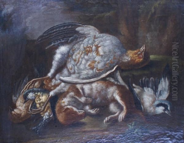 Nature Morte De Chasse A La Perdrix, A La Belette Et Au Geai - view 1