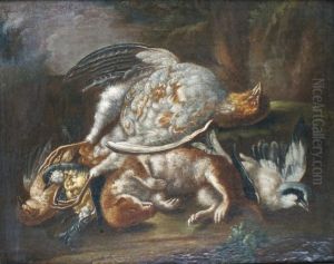 Nature Morte De Chasse A La Perdrix, A Labelette Et Au Geai by William Gowe Ferguson