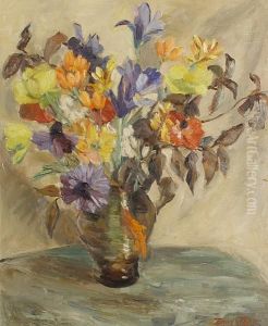 Still Life Of Flowers In A Vase by Emily Fern