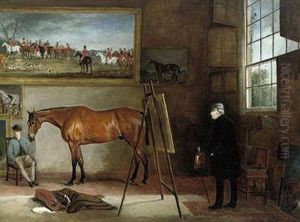 John Ferneley Senior In His Studio At Elgin Lodge, Meltonmowbray