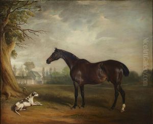 Study Of A Hunter And Dog By A Tree by John Snr Ferneley