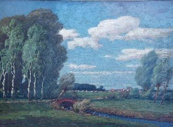 Norddeutsche Sommerlandschaft Mit Einem Stadtchen - view 1