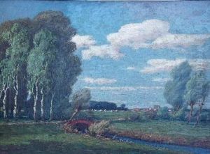 Norddeutsche Sommerlandschaft Mit Einem Stadtchen by Eugen Fernholz