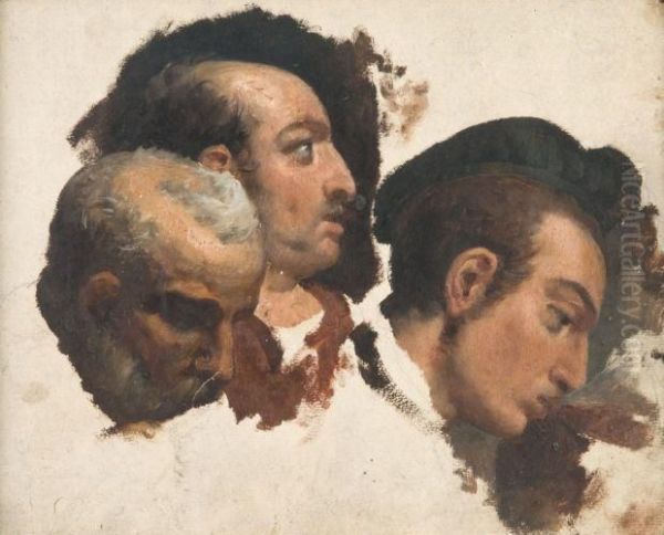 Deux Etudes De Tetes De Personnages Pour Le Tableau 'revolutions A Venise' - view 1