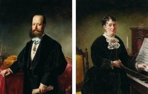 "retrato De Rector De Medicina Con Medalla De La Gran Cruz De La Orden De Carlos Iii" Y "retrato De Senora by Alejandro Ferrant Y Fischermans