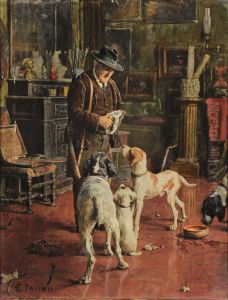 Cacciatore Con Cani by Carlo Ferrari