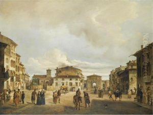 The Piazza Santa Toscana And Porta Vescovo by Carlo Ferrari