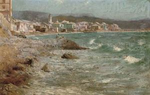 The Port Of Savona by Carlo Ferrari
