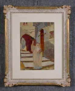 Scorcio Di Vicolo Con Giovane Donna In Una Cittadina Orientale