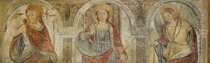 Saint Barbara With Saint George And The Archangel Michael Within Painted Niches by Gaudenzio Ferrari