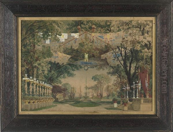 Set Garden Design For A Production At La Scala, Milan - view 1