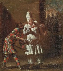 Harlequin And Trivelino by Giovanni Domenico Ferretti